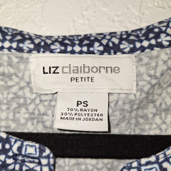 LIZ CLAIBORNE Womens Henley Tank Blue White Petite Small NWT - Picture 6 of 9